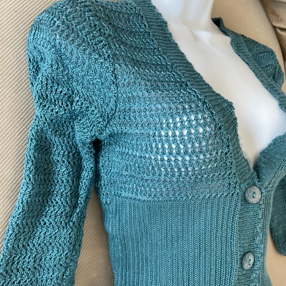 rue21 turquoise crotchet sweater